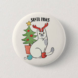 Badge Rond 5 Cm Chat de renne des pattes   de Père Noël