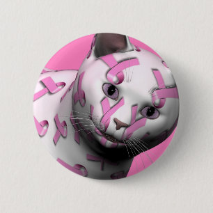 Badge Rond 5 Cm Chat de sensibilisation au cancer du sein