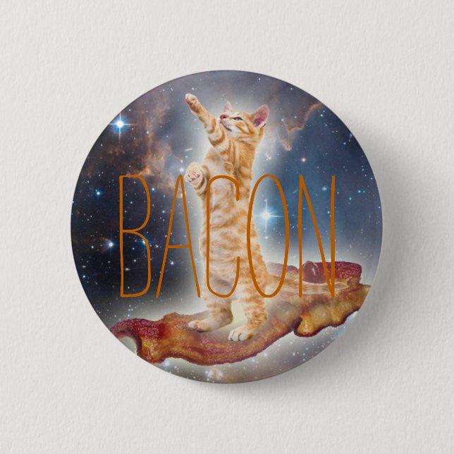 Badge Rond 5 Cm Chat de surf Bacon (Devant)