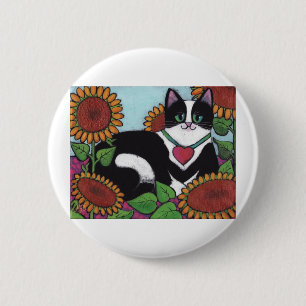 Badge Rond 5 Cm Chat de tournesol