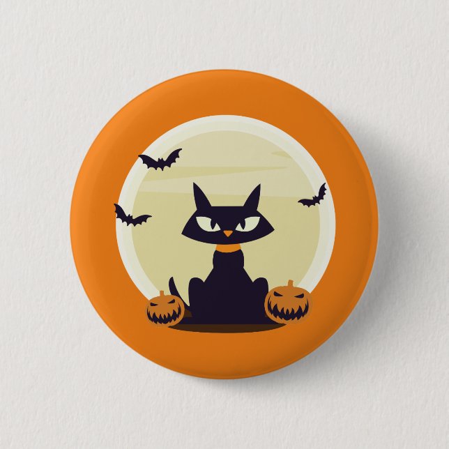 Badge Rond 5 Cm Chat d'Halloween (Devant)