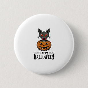 Badge Rond 5 Cm Chat d'Halloween Mignon Citrouille Vintage Épouvan