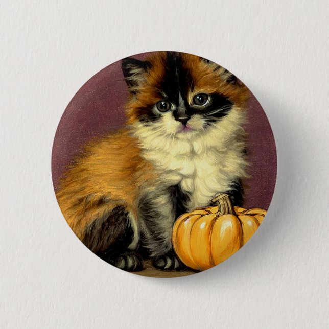 Badge Rond 5 Cm Chat d'Halloween Ragdoll vintage (Devant)