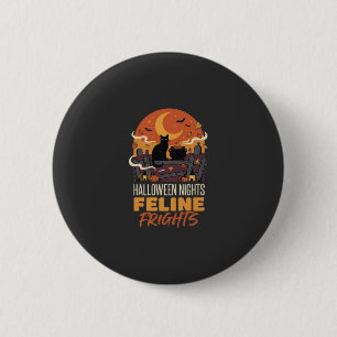 Badge Rond 5 Cm Chat d'Halloween sous la magie du clair de lune