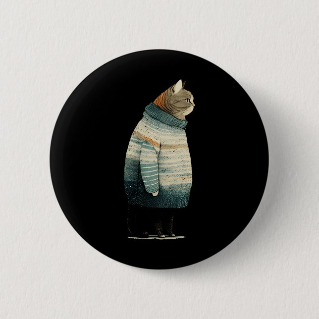 Badge Rond 5 Cm Chat d'hiver Imprimer Swea_1 (Devant)