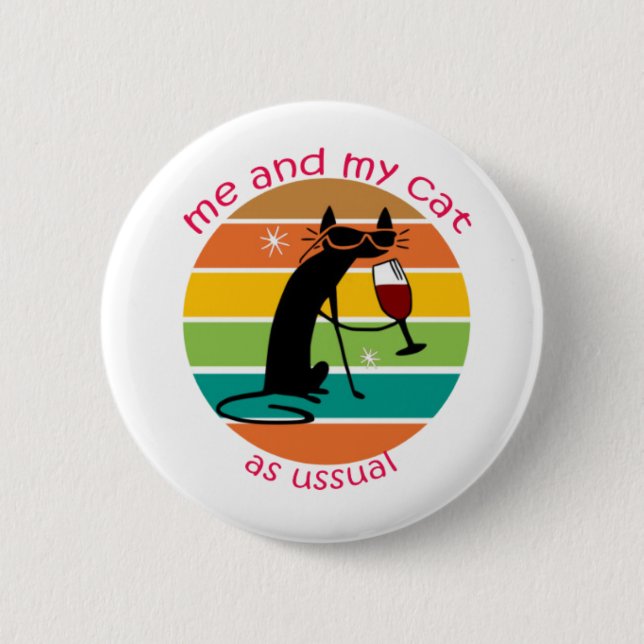 Badge Rond 5 Cm Chat drôle (Devant)