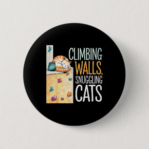 Badge Rond 5 Cm Chat drôle de bloc – Escalade et amateur de chats