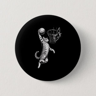 Badge Rond 5 Cm Chat drôle dunk panier de basketball