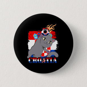 Badge Rond 5 Cm Chat du drapeau croate Football croate Racines cro
