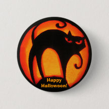 Chat effrayant heureux de Halloween ! Bouton