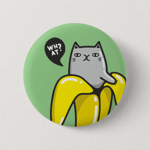 Badge Rond 5 Cm Chat en banane
