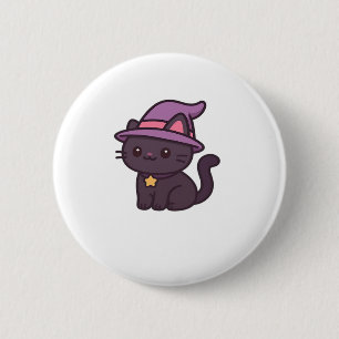 Badge Rond 5 Cm Chat en sorcière Kawaii en T-shirt classique Casqu