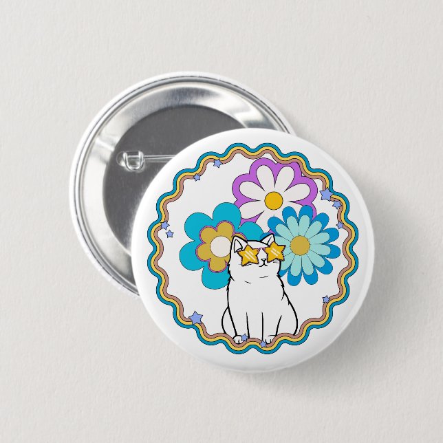 Badge Rond 5 Cm Chat est une star (Devant & derrière)