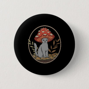 Badge Rond 5 Cm Chat esthétique Cottagecore Avec Casquette Champig