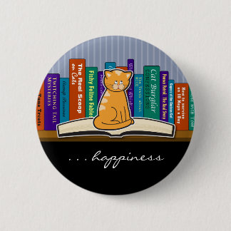 Badge Rond 5 Cm Chat et livres bouton ou Pin