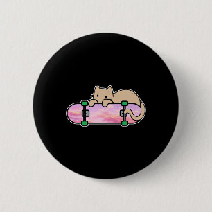 Badge Rond 5 Cm Chat Et Skateboard Skateboard Chat Timide Faire Du