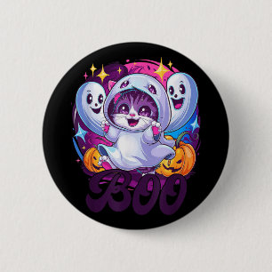 Badge Rond 5 Cm Chat fantôme Boo