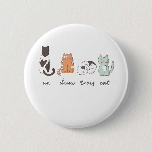 Badge Rond 5 Cm Chat français mignon drôle (Devant)