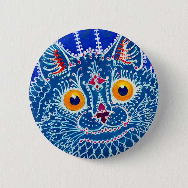 Badge Rond 5 Cm Chat gothique bleu (Devant)