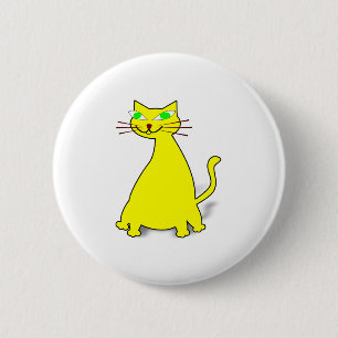Badge Rond 5 Cm Chat gras jaune