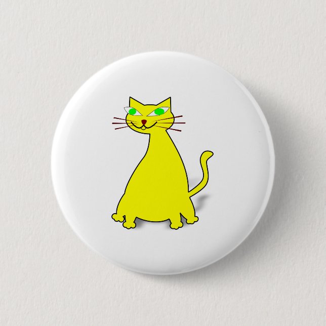 Badge Rond 5 Cm Chat gras jaune (Devant)