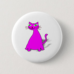 Badge Rond 5 Cm Chat gras rose
