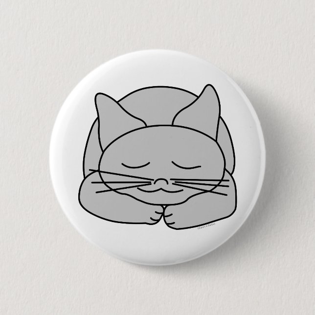 Badge Rond 5 Cm Chat gris dormant (Devant)