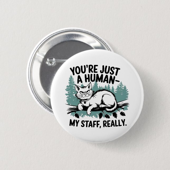 Badge Rond 5 Cm Chat Grumpy - 'Vous êtes juste un humain, mon pers (Devant & derrière)
