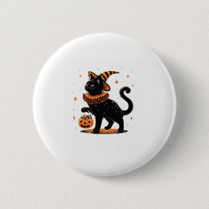 Badge Rond 5 Cm Chat Halloween Funny Saison Éffrayante Chat Witch 