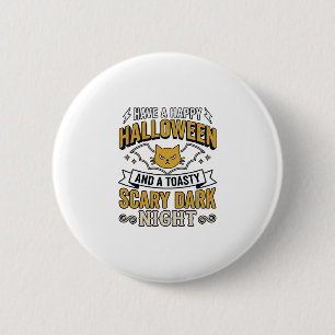 Badge Rond 5 Cm Chat Halloween Vintage Création Nuit Sombre Effray