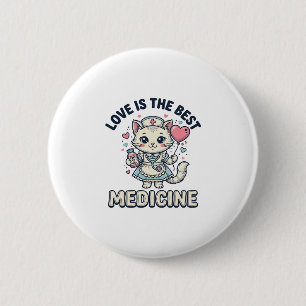 Badge Rond 5 Cm Chat infirmière mignonne L'amour est la meilleure