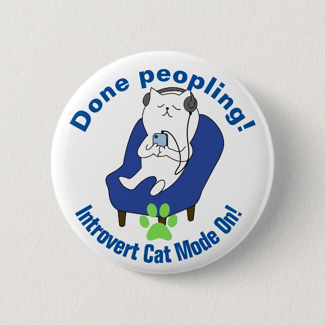 Badge Rond 5 Cm Chat introverti (Devant)