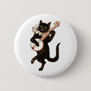 Badge Rond 5 Cm Chat Jouer au banjo