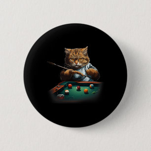 Badge Rond 5 Cm Chat Jouer Piscine Billard Cool Drôle Chats Hommes