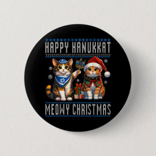 Badge Rond 5 Cm Chat Joyeux Noël Joyeux Hanoukka Christie juive
