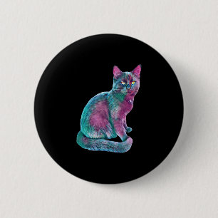 Badge Rond 5 Cm Chat Kitten Cute Fourrure Nez Animaux Amusants