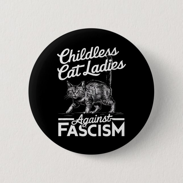 Badge Rond 5 Cm Chat Ladies Against Fascism Fière Feminist (Devant)
