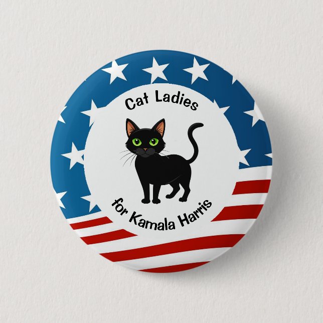Badge Rond 5 Cm Chat Ladies for Kamala Design (Devant)