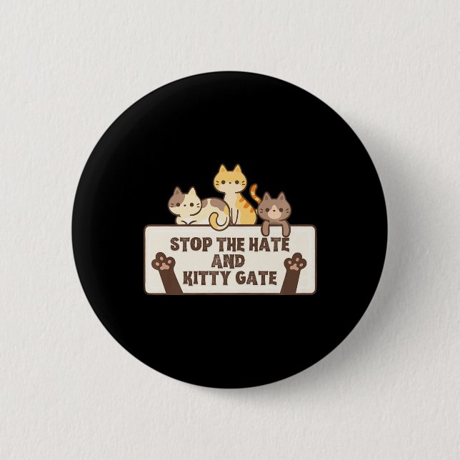 Badge Rond 5 Cm Chat Ladies For Kamala Harris Stop Hate Kitty G (Devant)