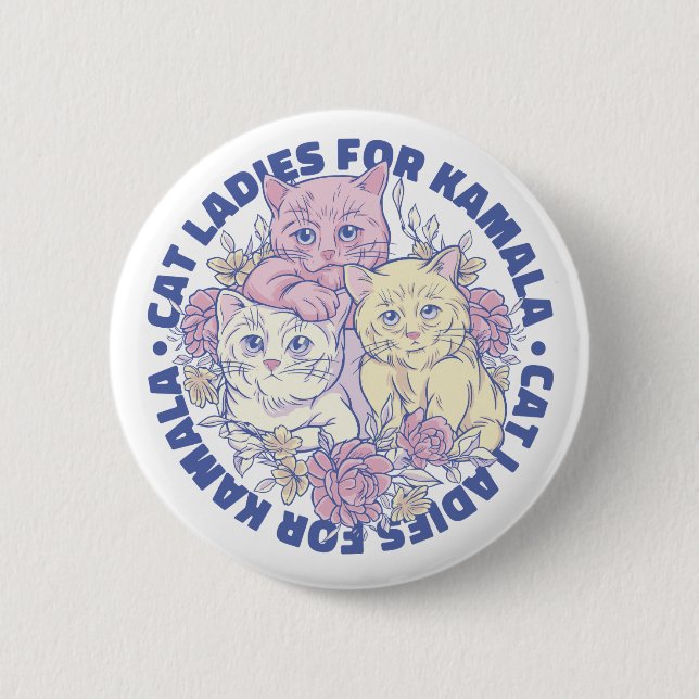 Badge Rond 5 Cm Chat Ladies Pour Kamala (Devant)