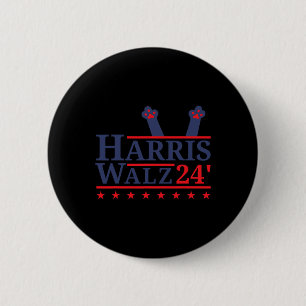 Badge Rond 5 Cm Chat Lady For Kamala Harris Tim Walz Élection 2024