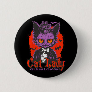 Badge Rond 5 Cm Chat Lady Halloween Feminist Enfless Chat Ladies H