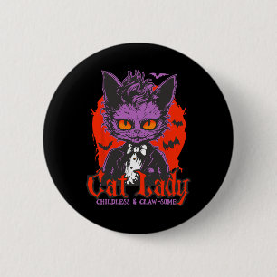 Badge Rond 5 Cm Chat Lady Halloween Feminist Enfless Chat Ladies H