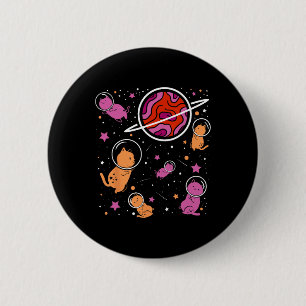Badge Rond 5 Cm Chat Lesbien Dans L'espace Orange Rose Fierté Lesb