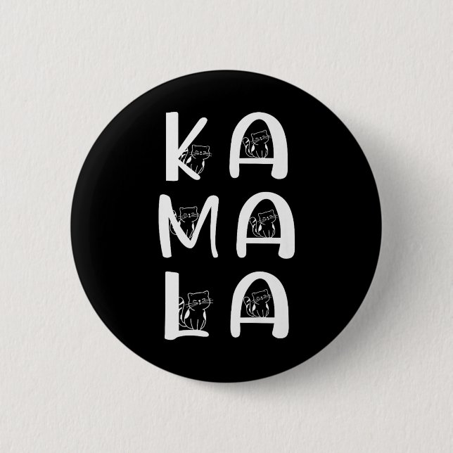 Badge Rond 5 Cm Chat Letting Positive Kamala Harris Walz Walz Walt (Devant)