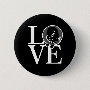 Badge Rond 5 Cm Chat Love sur Décor Noir