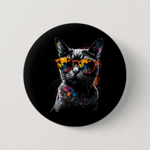 Badge Rond 5 Cm Chat Lunettes de soleil - Art d'animal de compagni