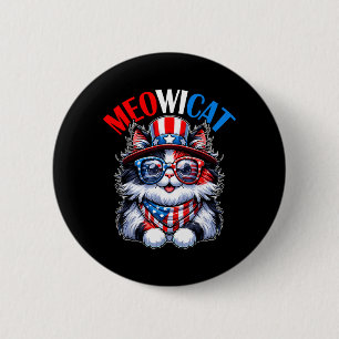 Badge Rond 5 Cm Chat Lunettes de soleil Drapeau États-Unis Amoureu