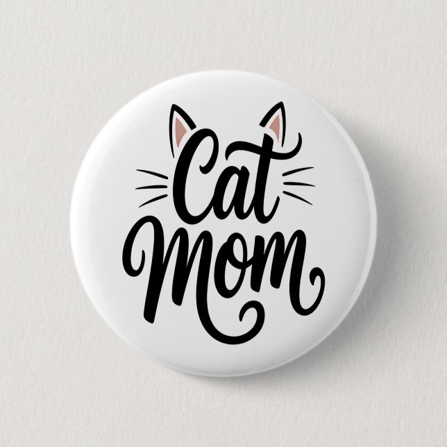 Badge Rond 5 Cm Chat Maman Whiskers et Oreilles (Devant)