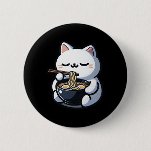 Badge Rond 5 Cm Chat Manger Ramen nouilles Kawaii Anime Japonais C
